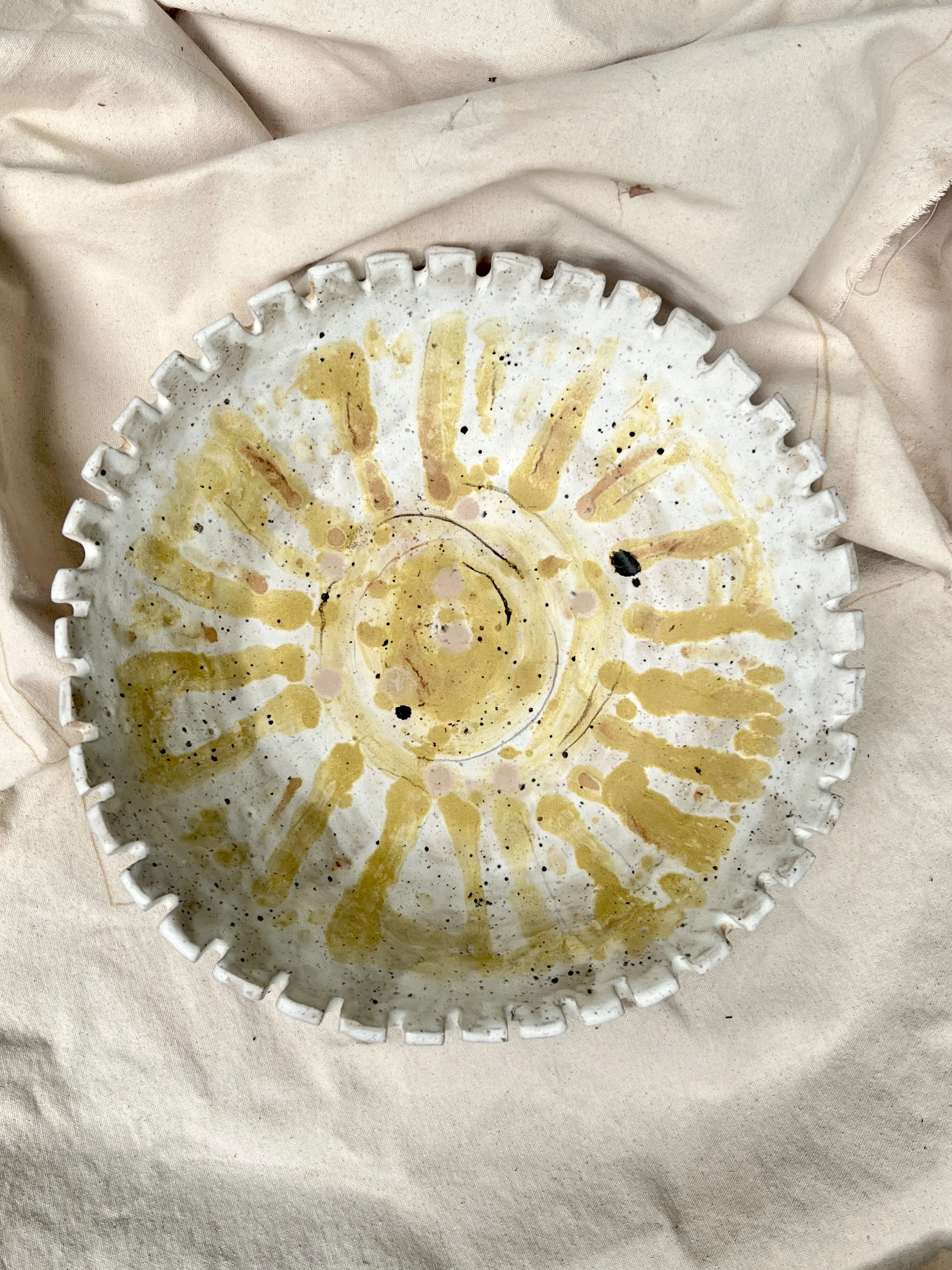 Ochre Radiant Platter 2. 14" x 4" Glazed stoneware