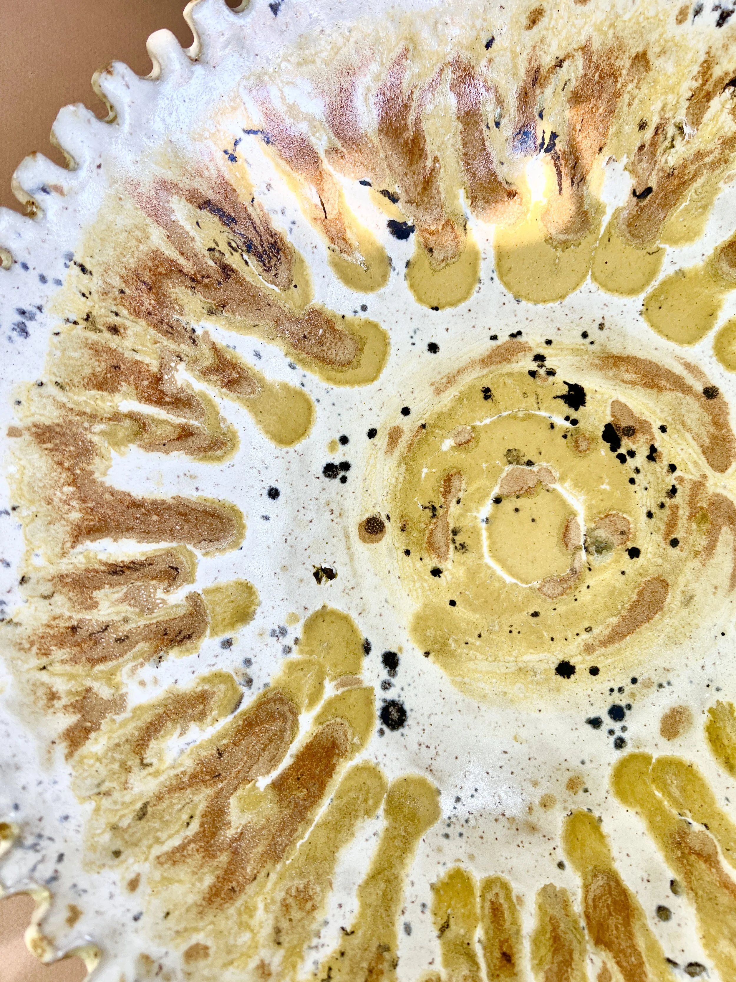 Ochre Radiant Platter 1. 14" x 3.25" Glazed stoneware