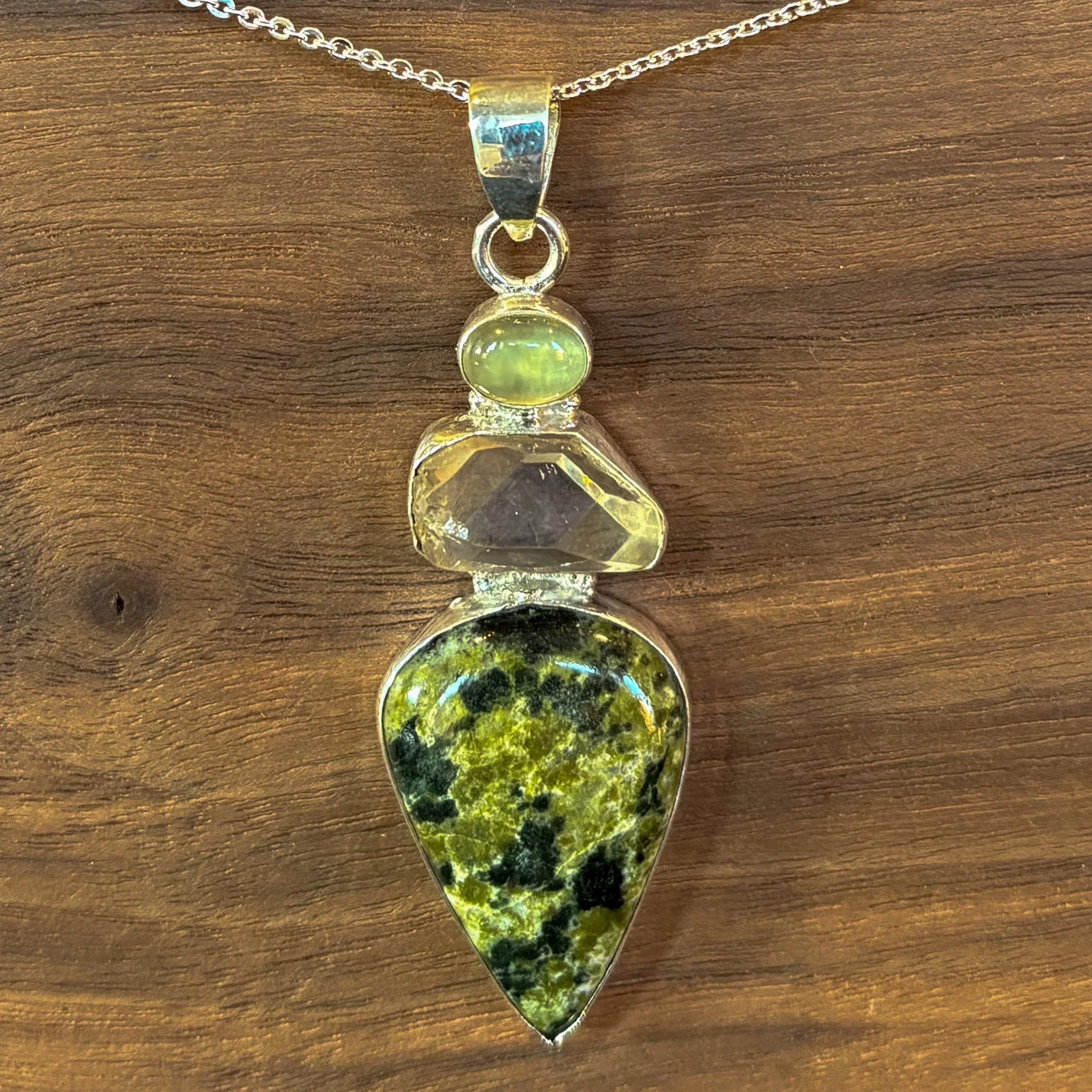 Jasper, Clear Quartz & Lemon Quartz Pendant