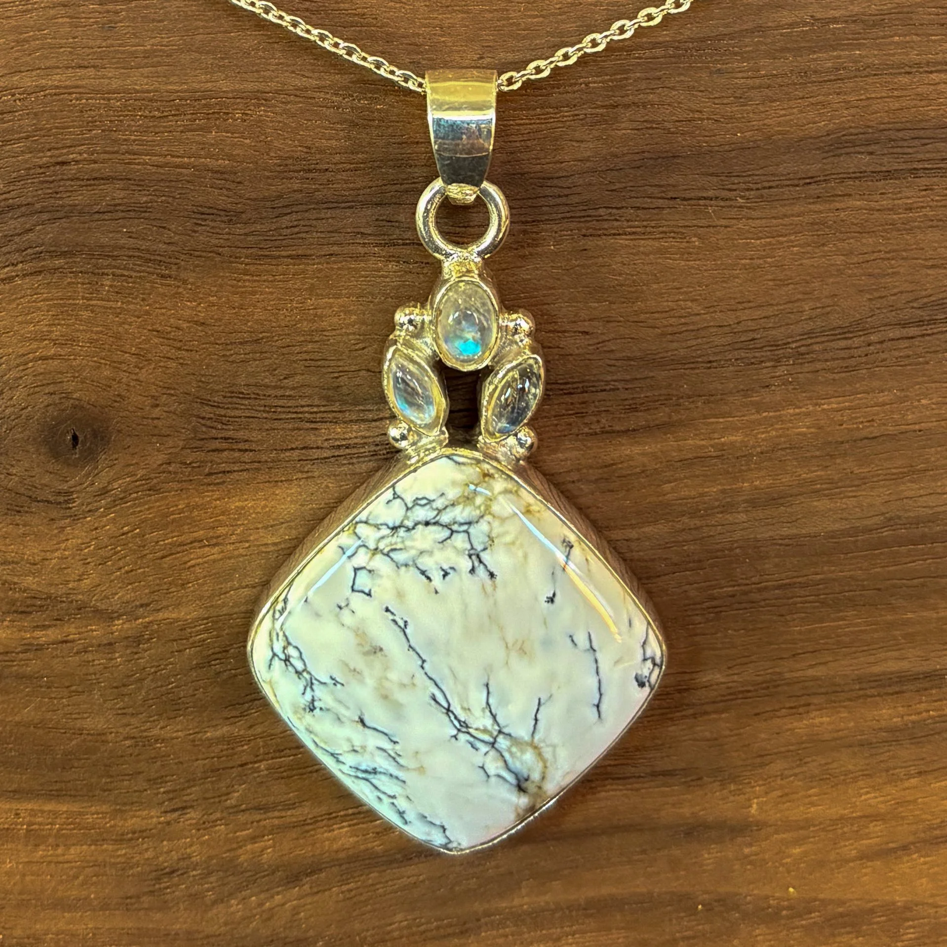 Dendritic & Rainbow Moonstone Pendant