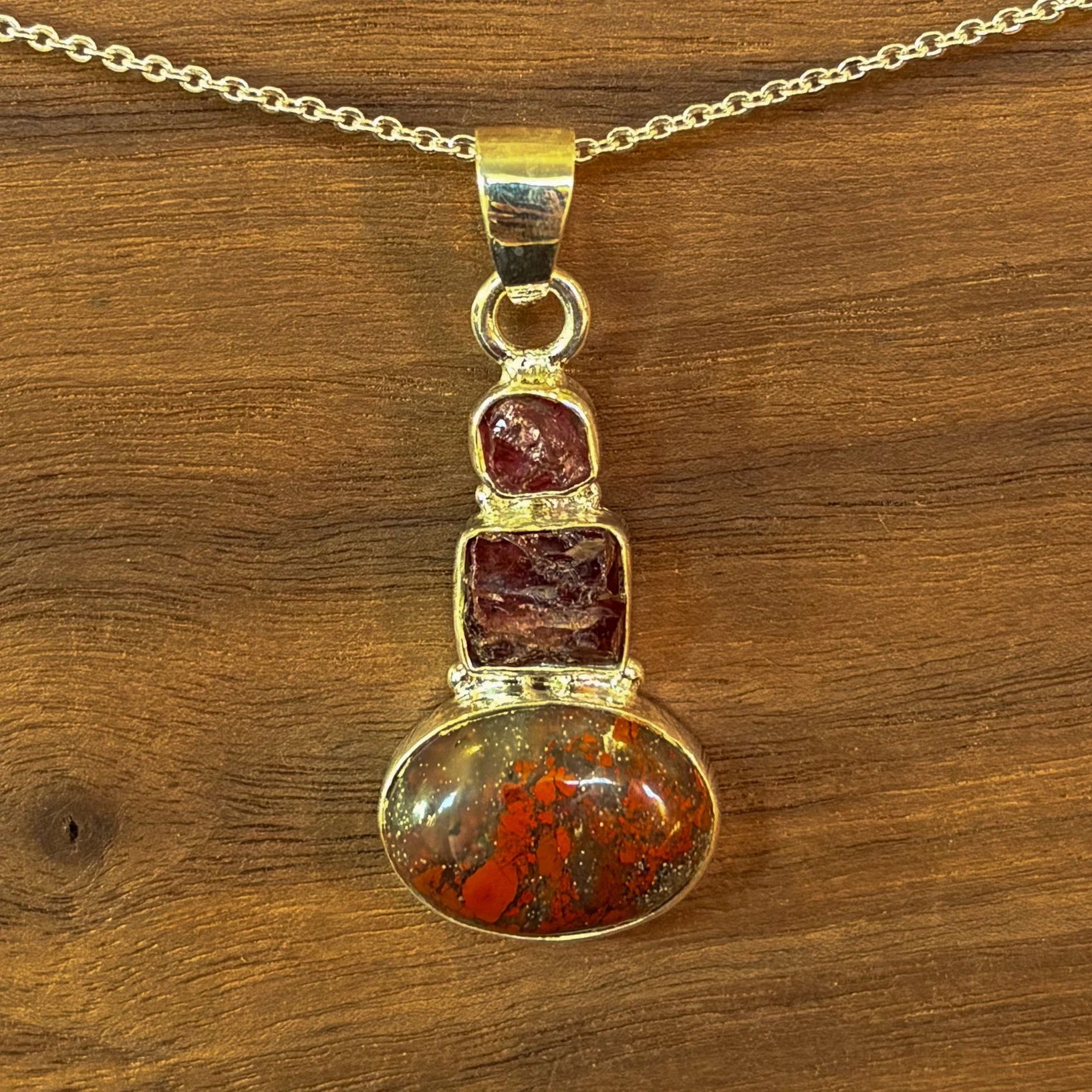 Red Turquoise & Pink tourmaline Pendant