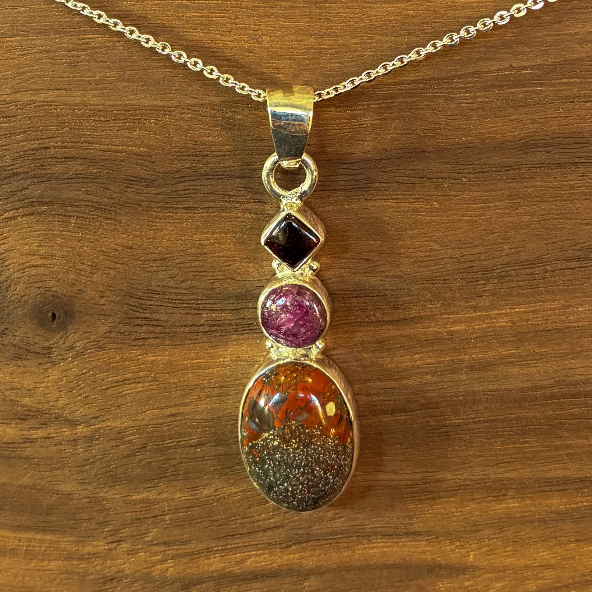 Red Turquoise, Garnet & Ruby Pendant