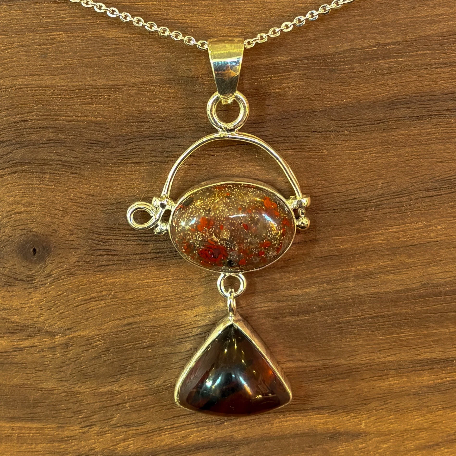 Red Turquoise & Amber Pendant