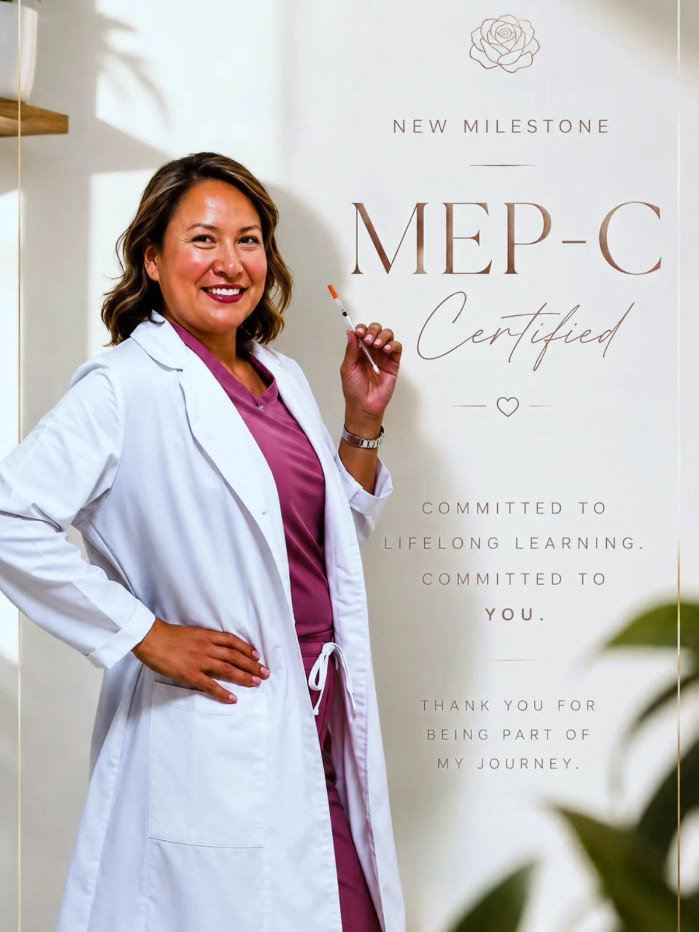 ✨ A new milestone in my aesthetic journey.

I'm excited to share that I've earned my Certified Medical Esthetic Practitioner (MEP-C) credential.

While a certification is only one piece of becoming a skilled provider, I believe continuing education i
