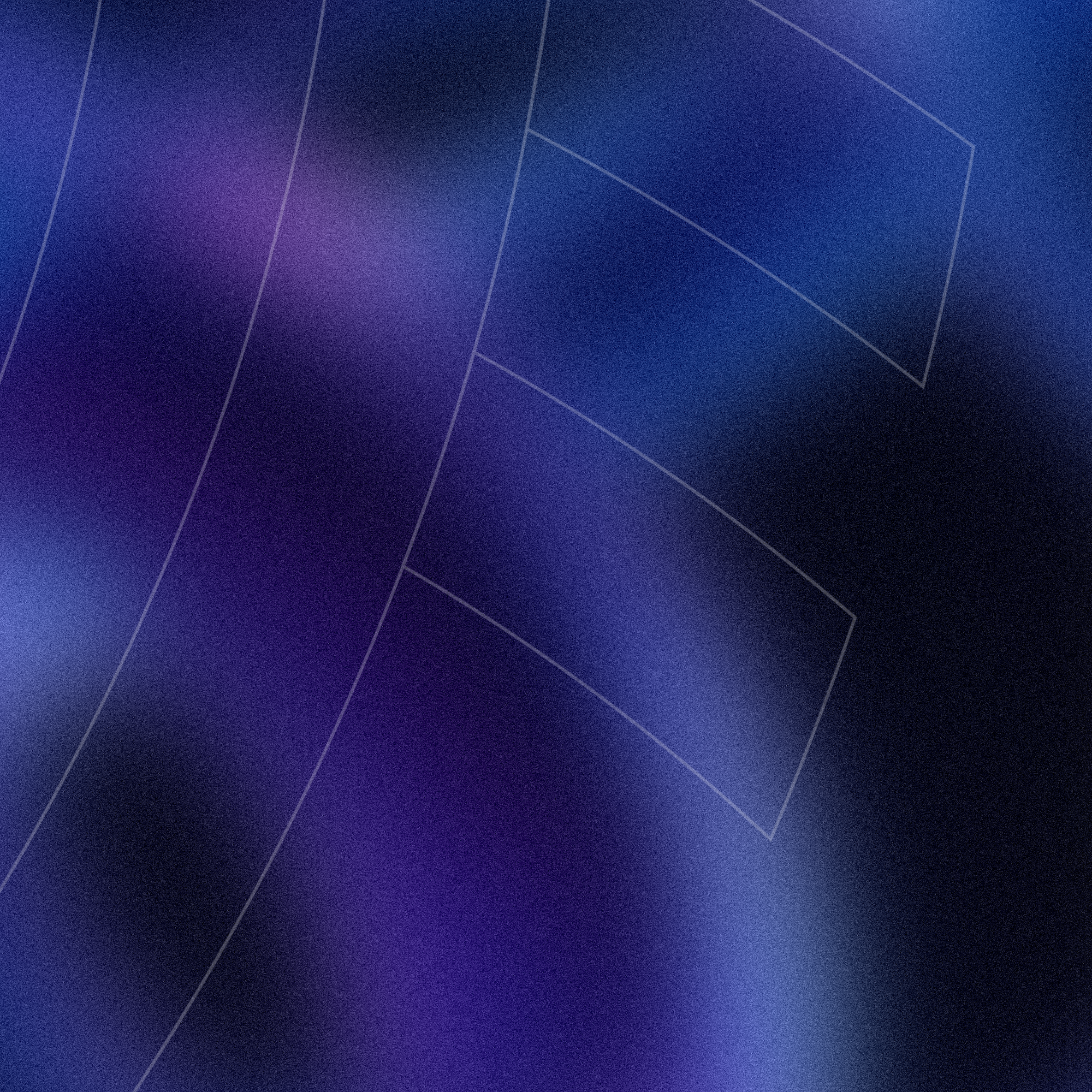Blurred dark blue and purple background with faint white geometric lines and shapes