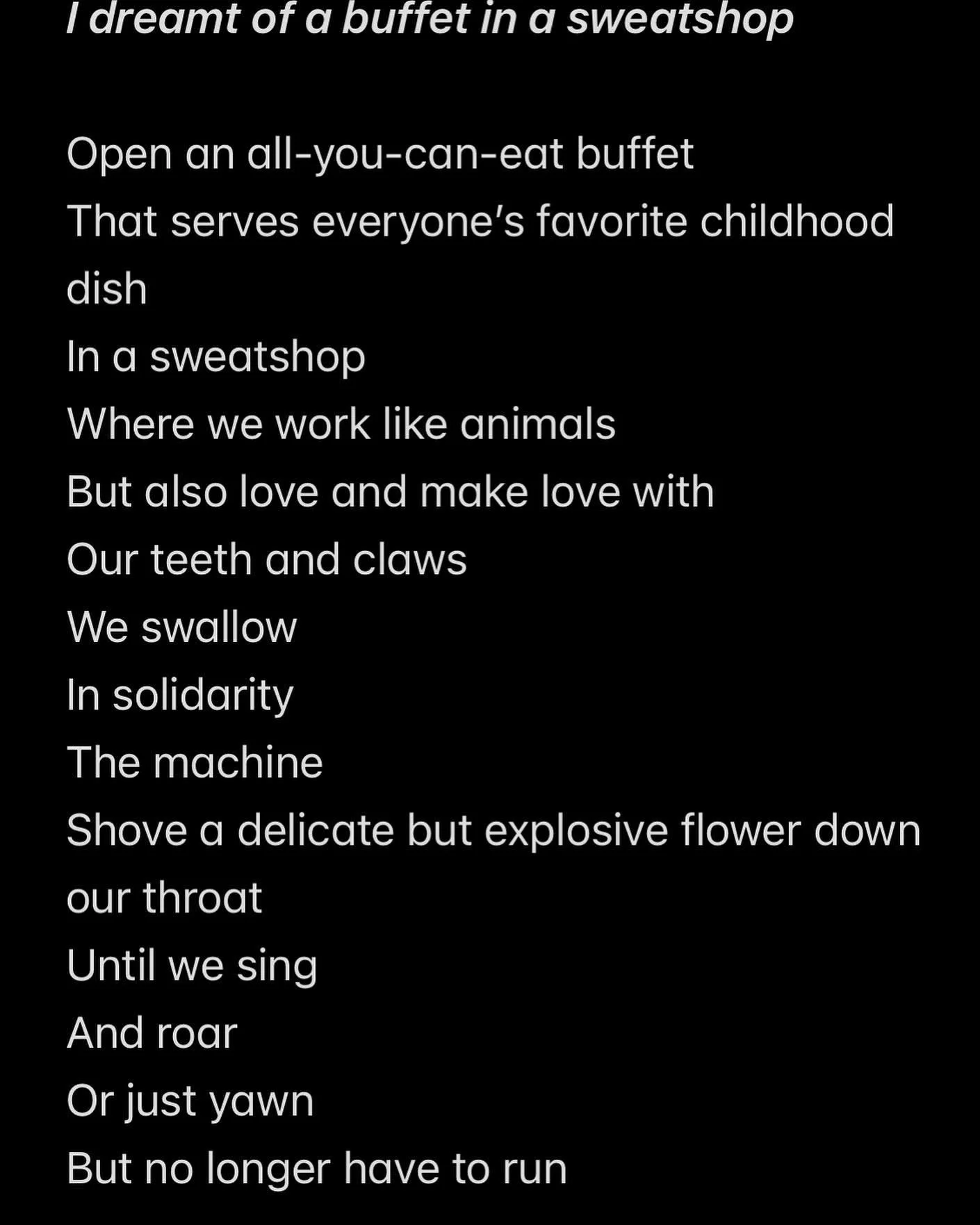I dreamt of a buffet in a sweatshop. 08.03.2024
