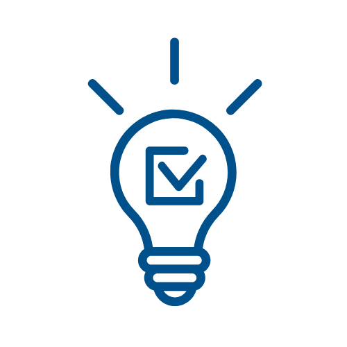 Lightbulb with a checkmark inside, representing an idea or solution.