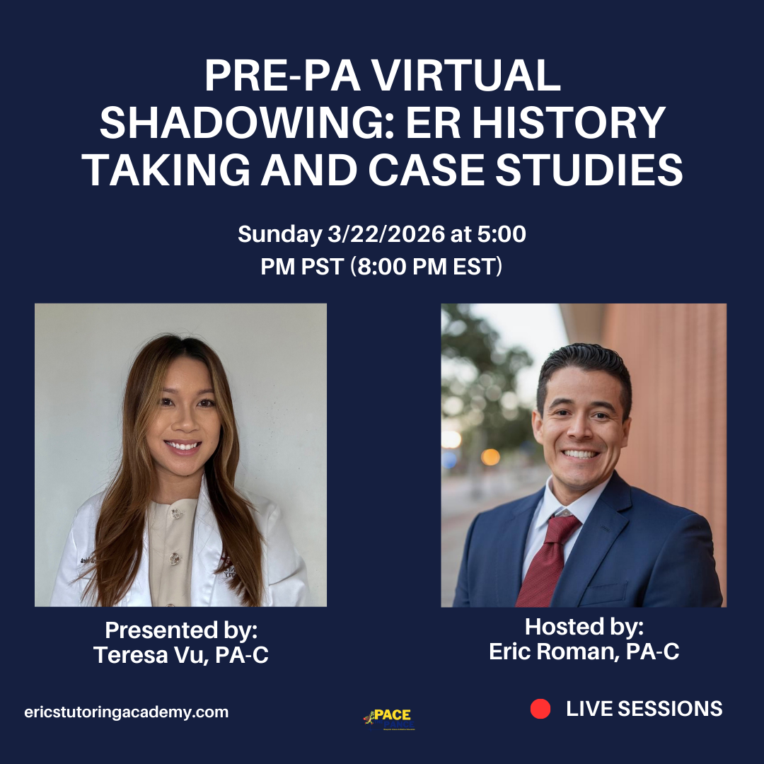 Pre-PA Virtual Shadowing: 03/22/2026 at 5pm PST (8pm EST) ER History Taking and Case Studies by Teresa Vu, PA-C