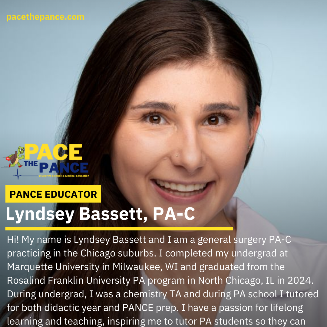 Close-up portrait of Lyndsey Bassett, a young woman with brown hair and a friendly smile, wearing a white shirt, against a light blue background.