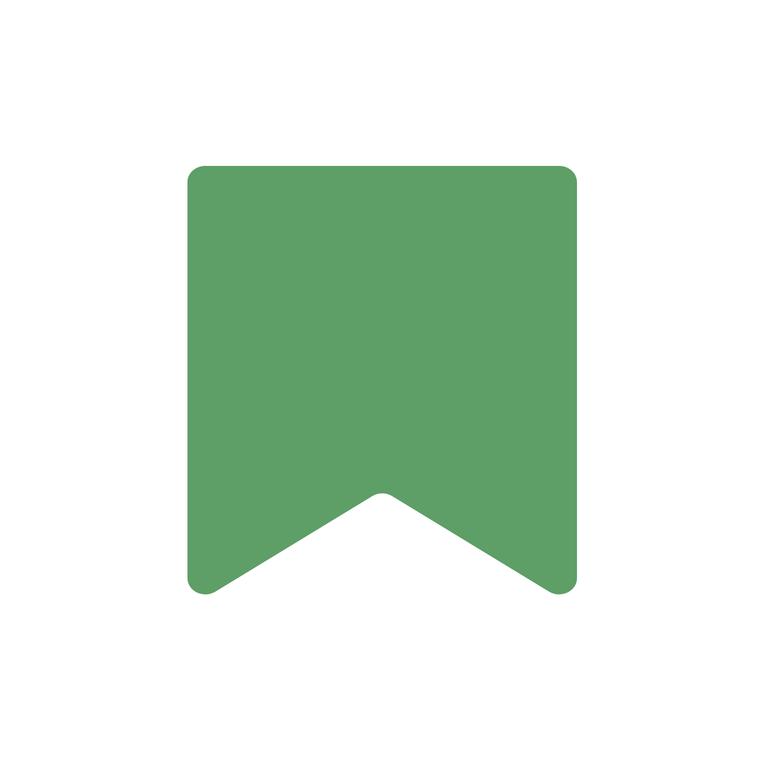 Green bookmark icon with a black outline on a transparent background.