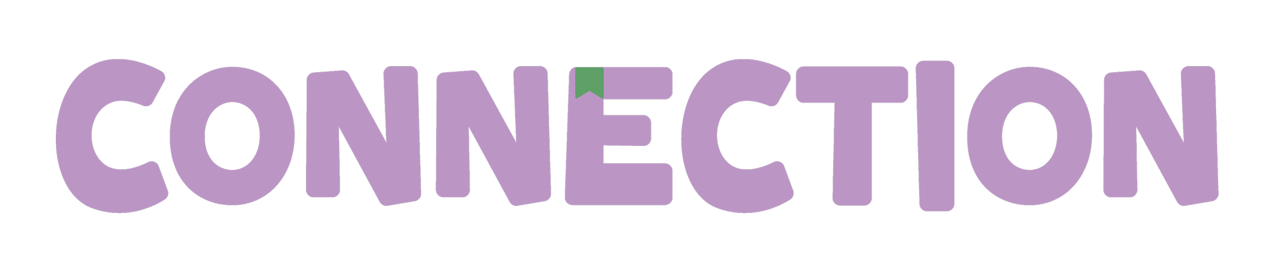 Word 'CONNECTION' written in large purple letters on a black background with a small green flag above the letter 'E'.