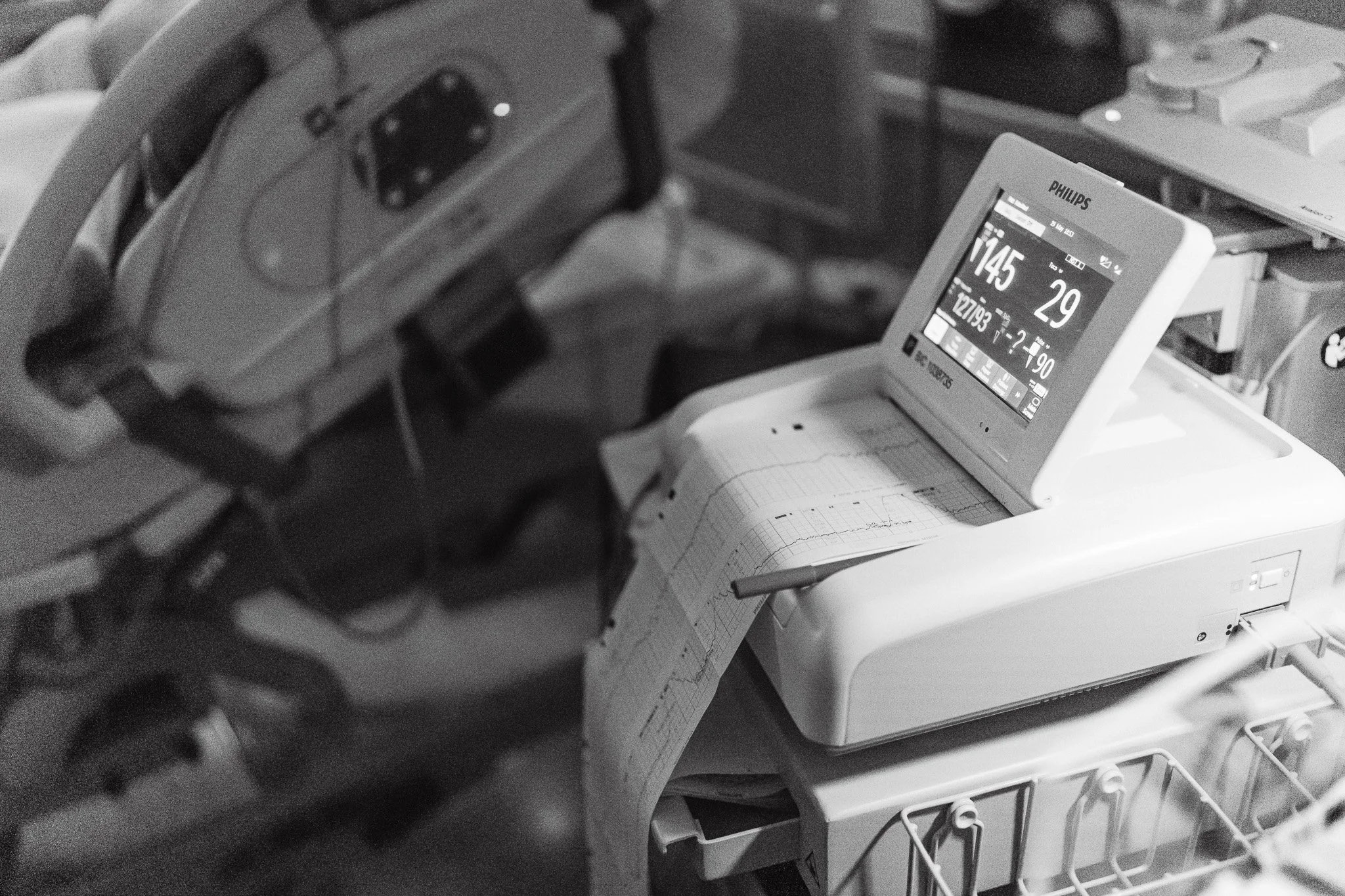 Photo of fetal monitoring machine at Kootenay Lake Hospital in Nelson BC - by birth photographer Laine Ferguson