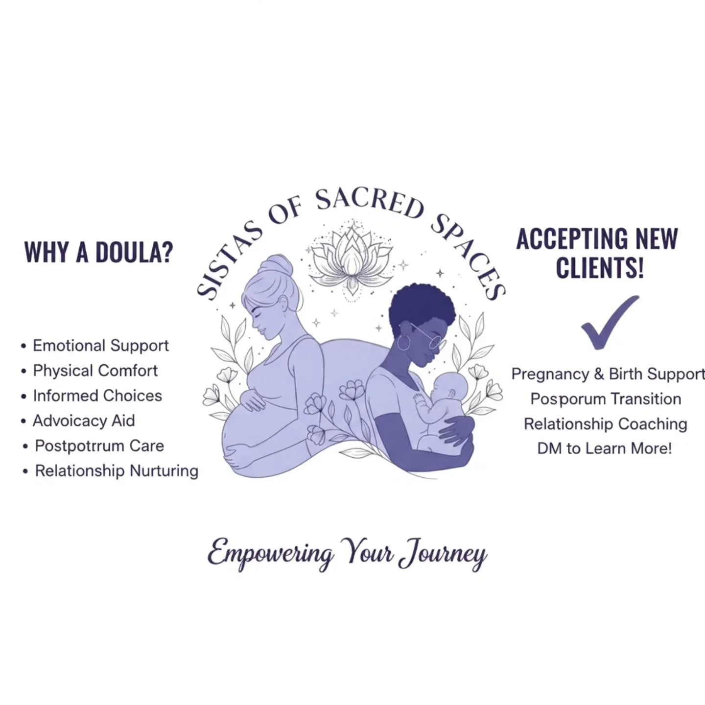 ​✨ Calling all expecting parents and those building stronger relationships! ✨

​I'm thrilled to announce that Sistas of Sacred Spaces - Doula &amp; Relationship Coaching is now accepting new clients! If you're looking for compassionate support throug