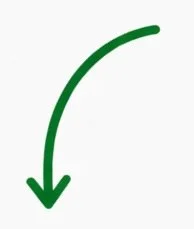 Green arrow curved downward with an arrowhead pointing down