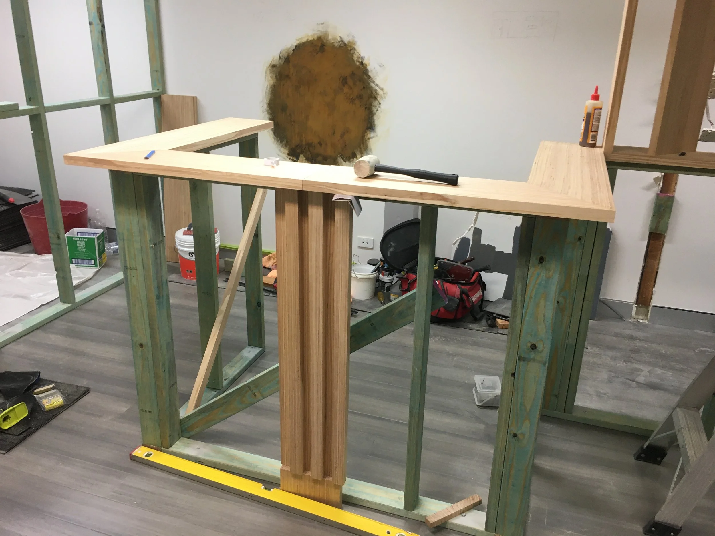 Front reception from scratch on site. 