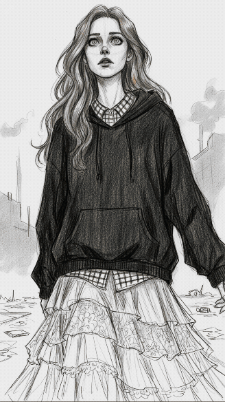 A plush Halloween-themed cat toy with purple fur, a black patch over one eye, and a friendly expression, set against a colorful Halloween background with painted pumpkins and scribbles.