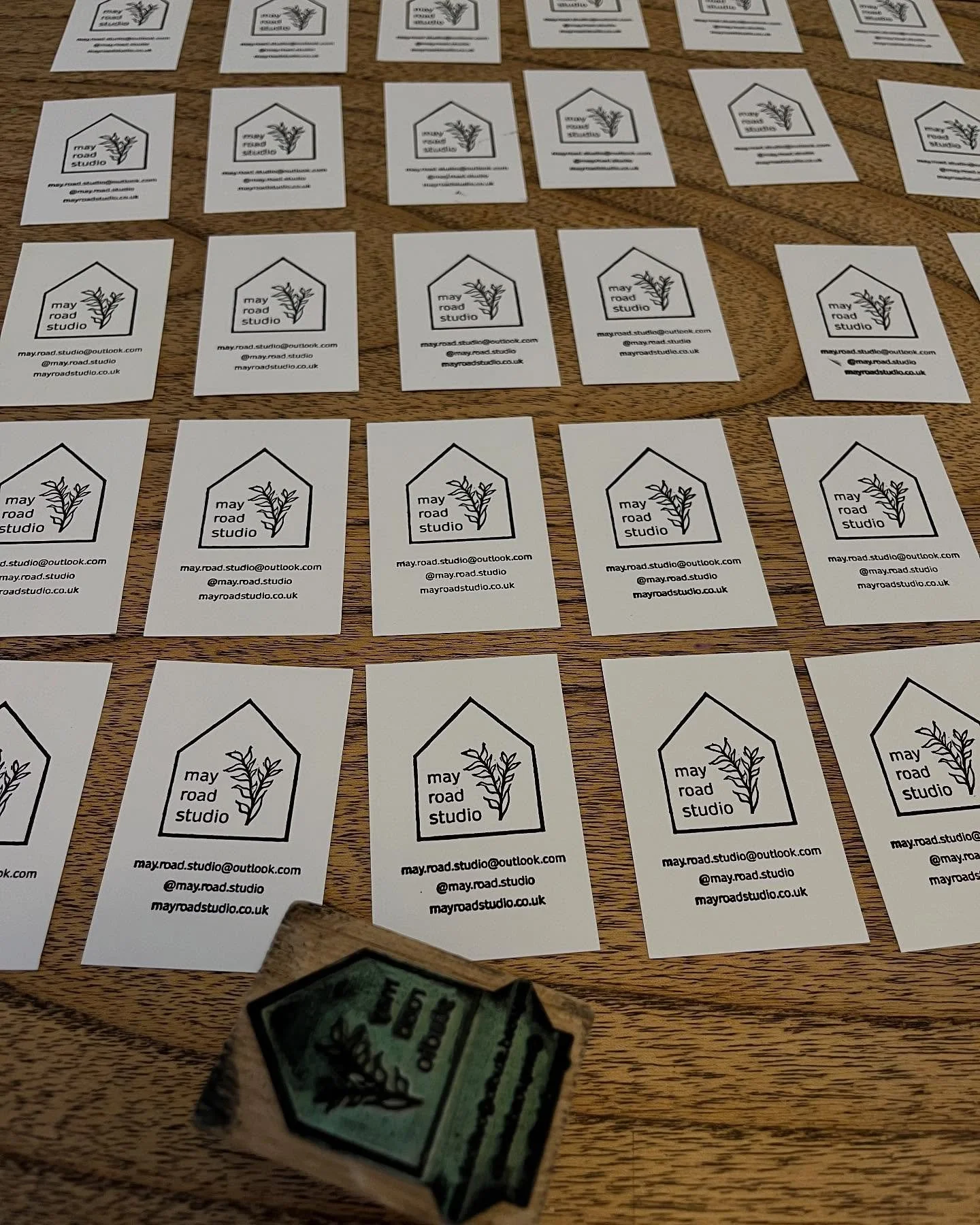 New stamp arrived and hand printing business cards began!