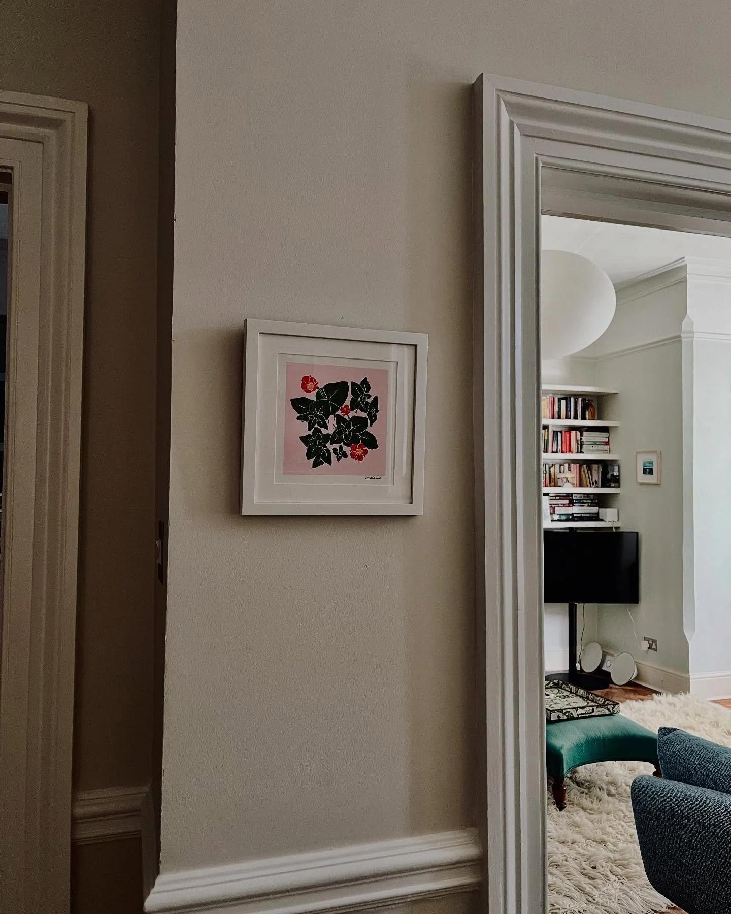 Looking perfect in its new home&hellip;Scarlet Pimpernel Linocut