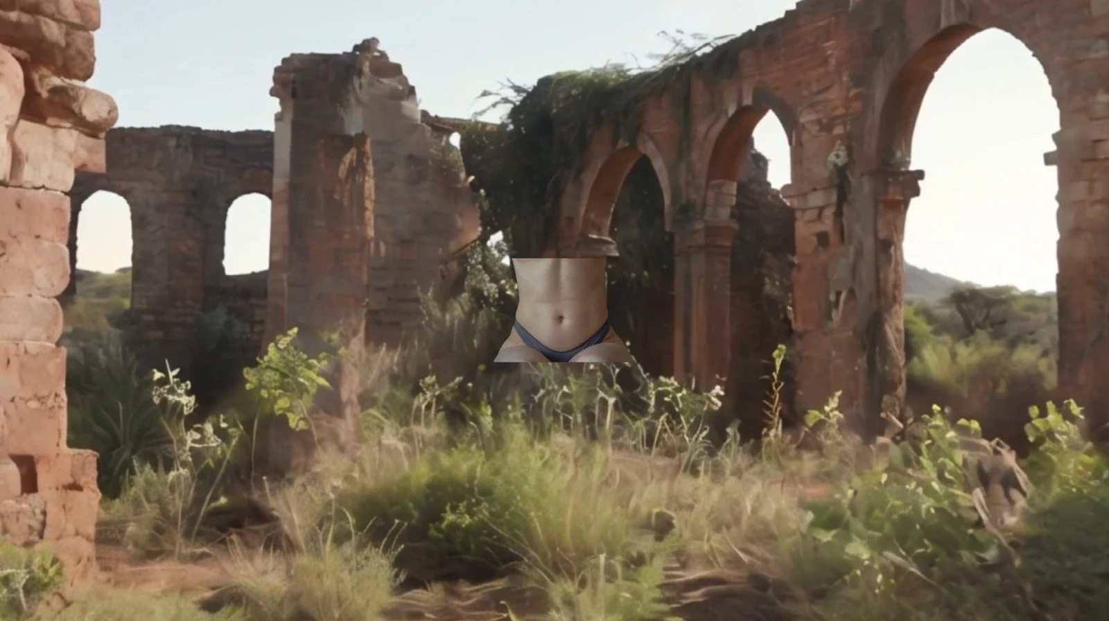 Nadine Jongeling artwork video still greek ruins nature belly