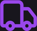 Purple delivery or moving truck icon