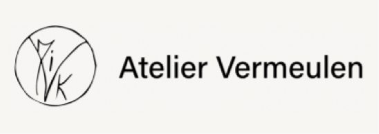Logo with handwritten-style text and a circular emblem containing a stylized letter 'V' and 'K' next to 'Atelier Vermeulen' text.