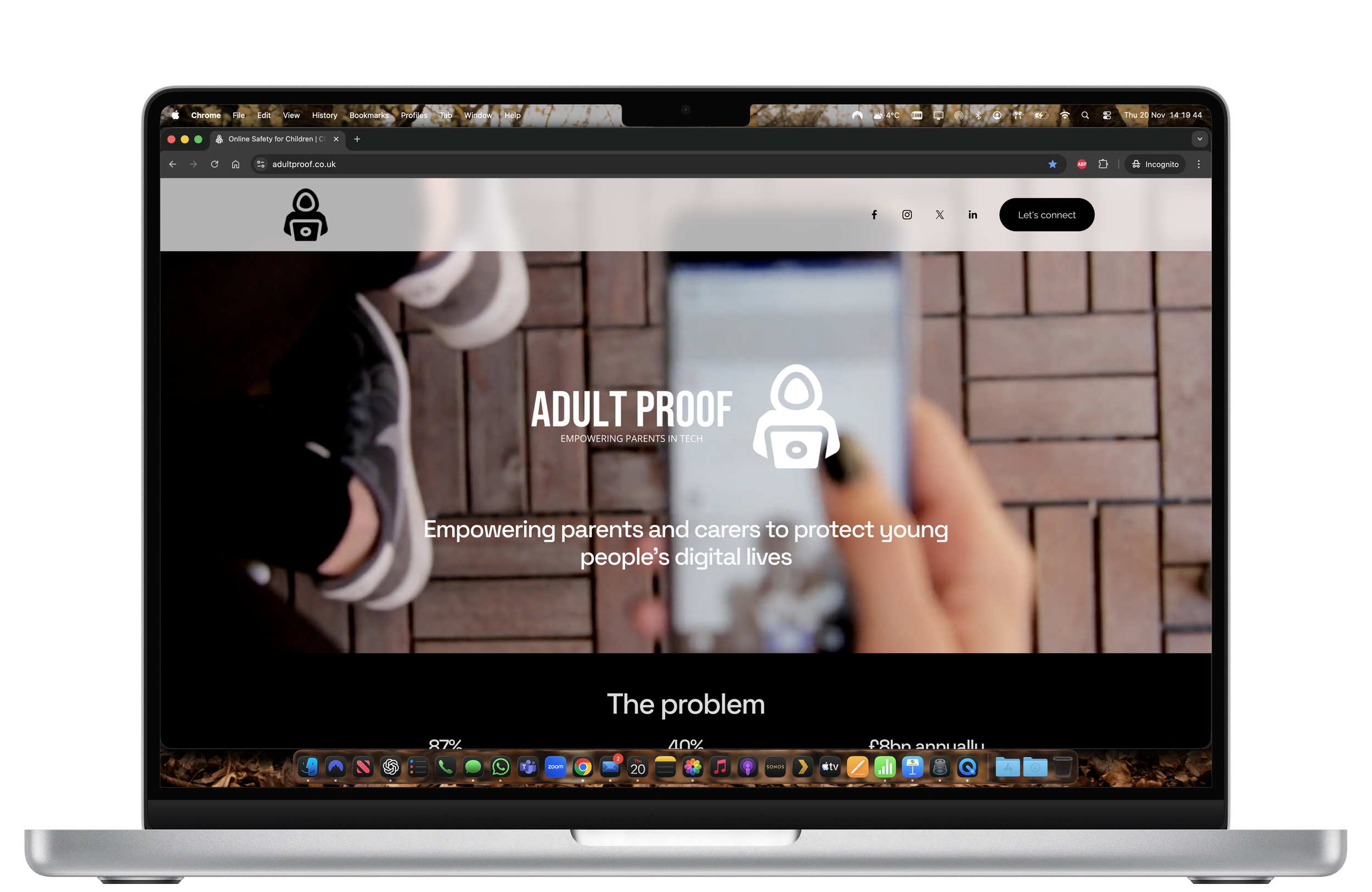 Website mockup example for UK small businesses - AdultProof