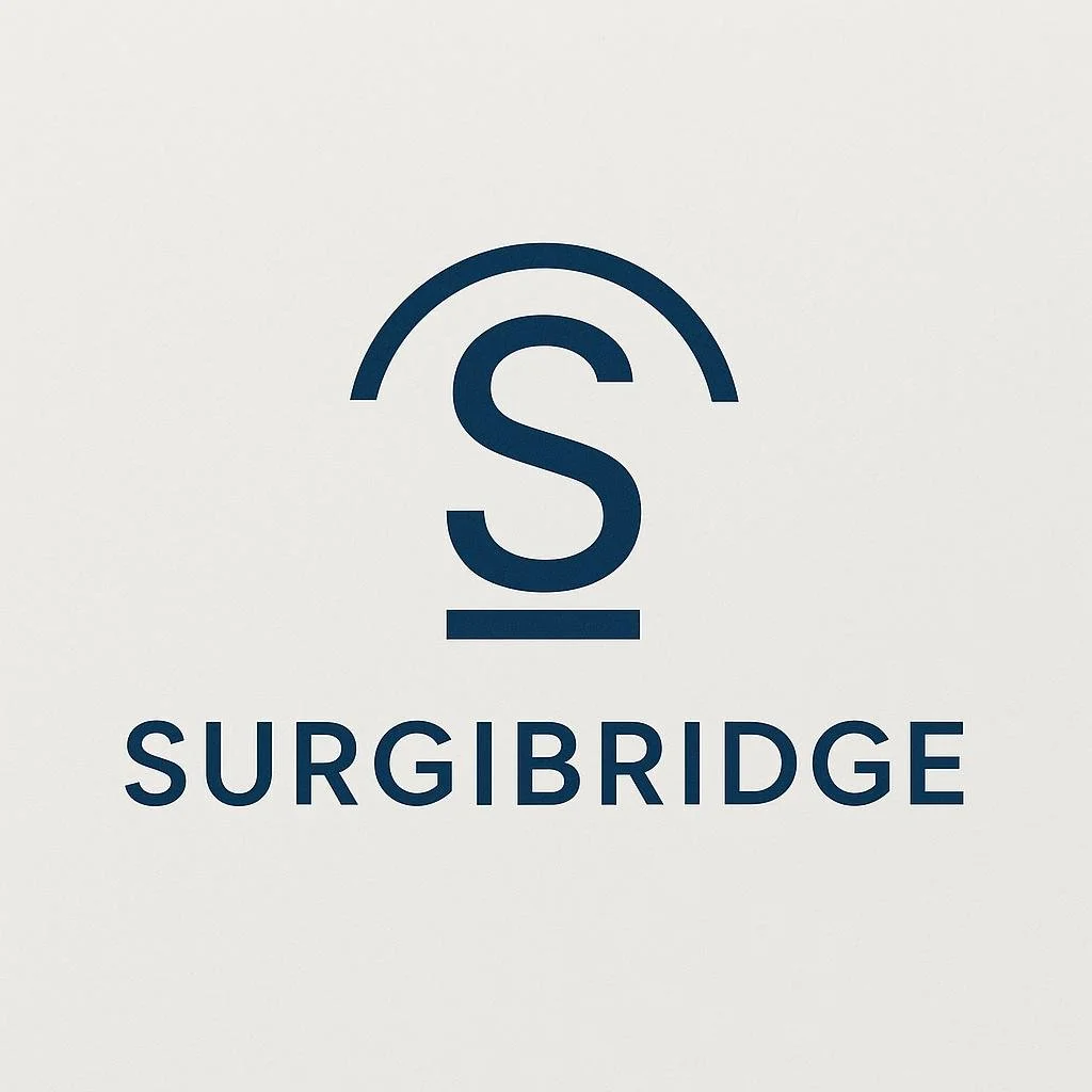 Logotipo de Surgebridge con una 'S' estilizada y una línea debajo, sobre un fondo claro.