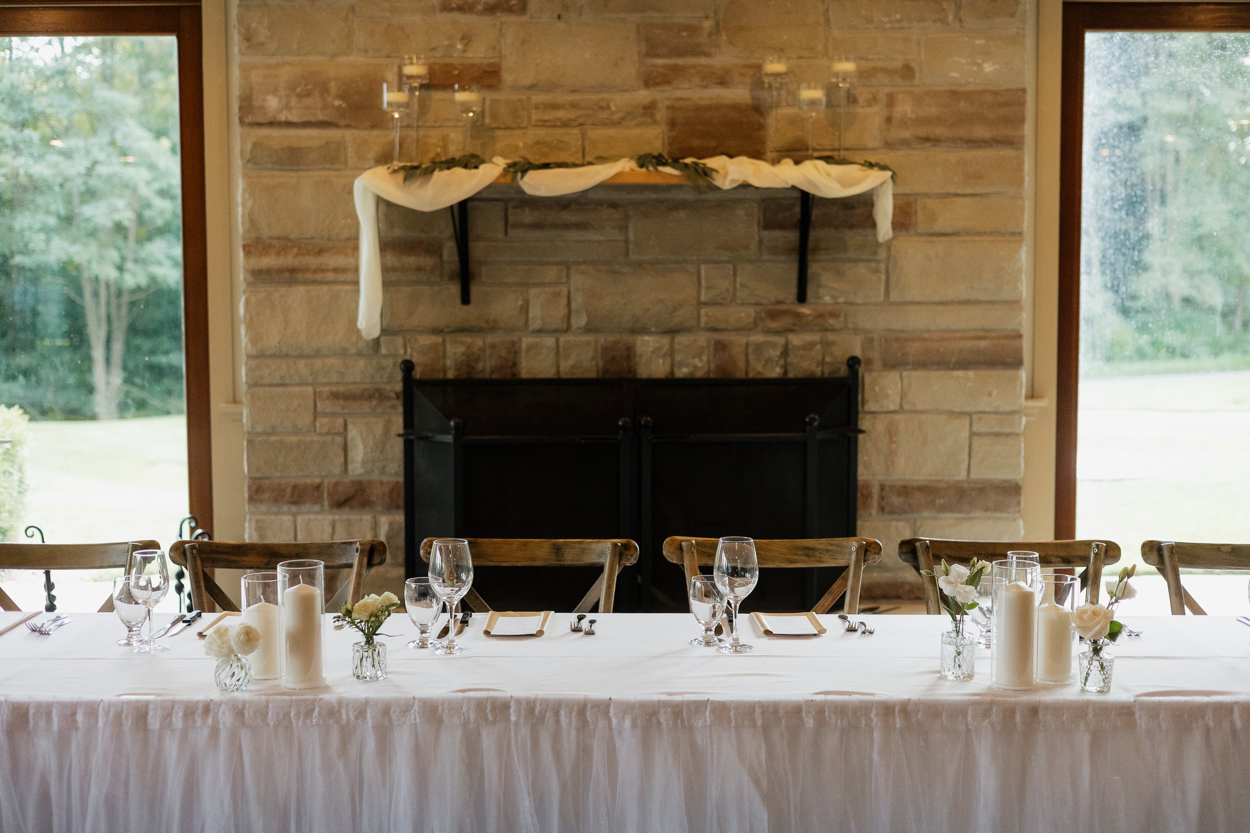 head table detail shot, Ontario wedding photography by James and Alyson Photography
