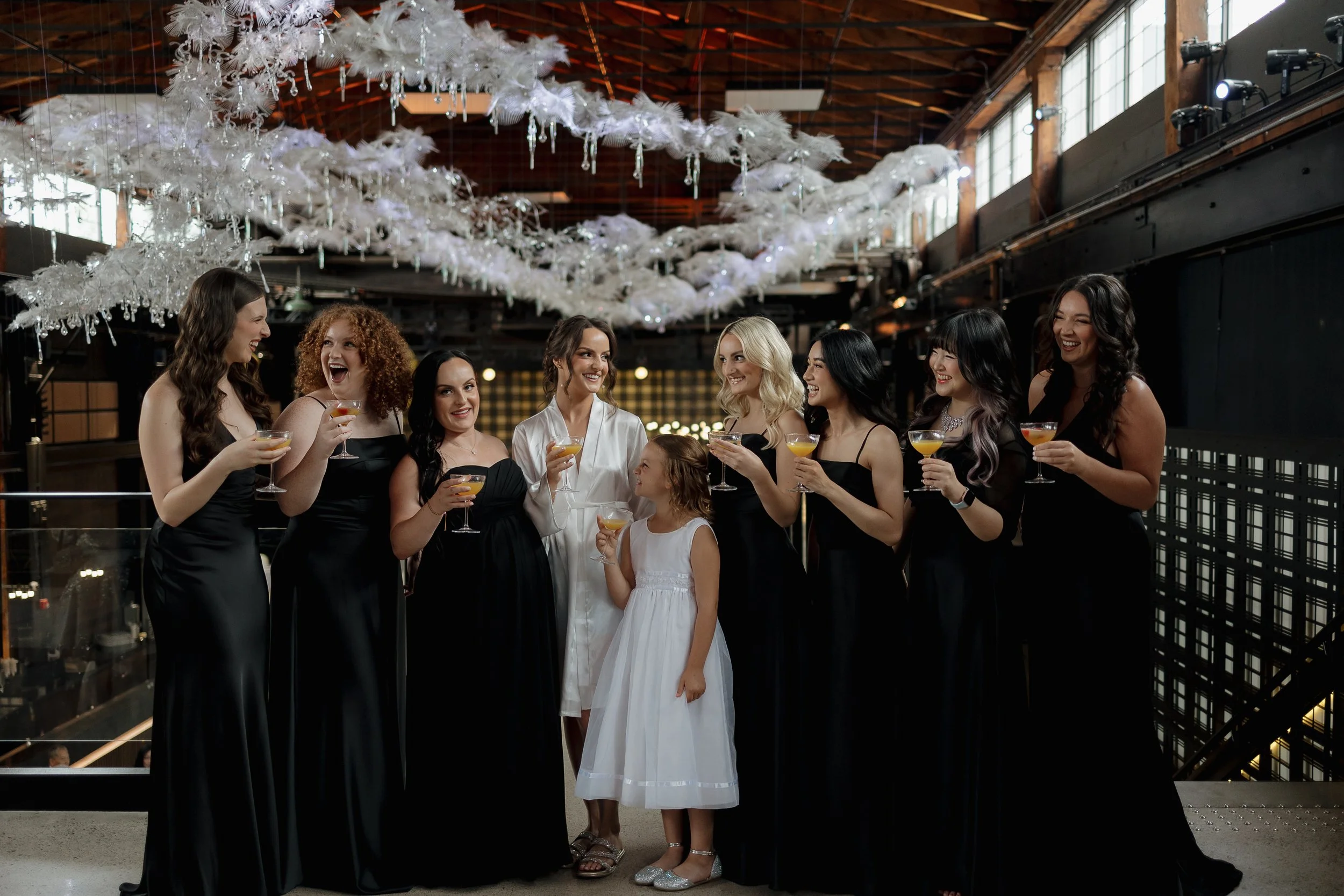 bride and bridesmaids at tapestry hall cambridge