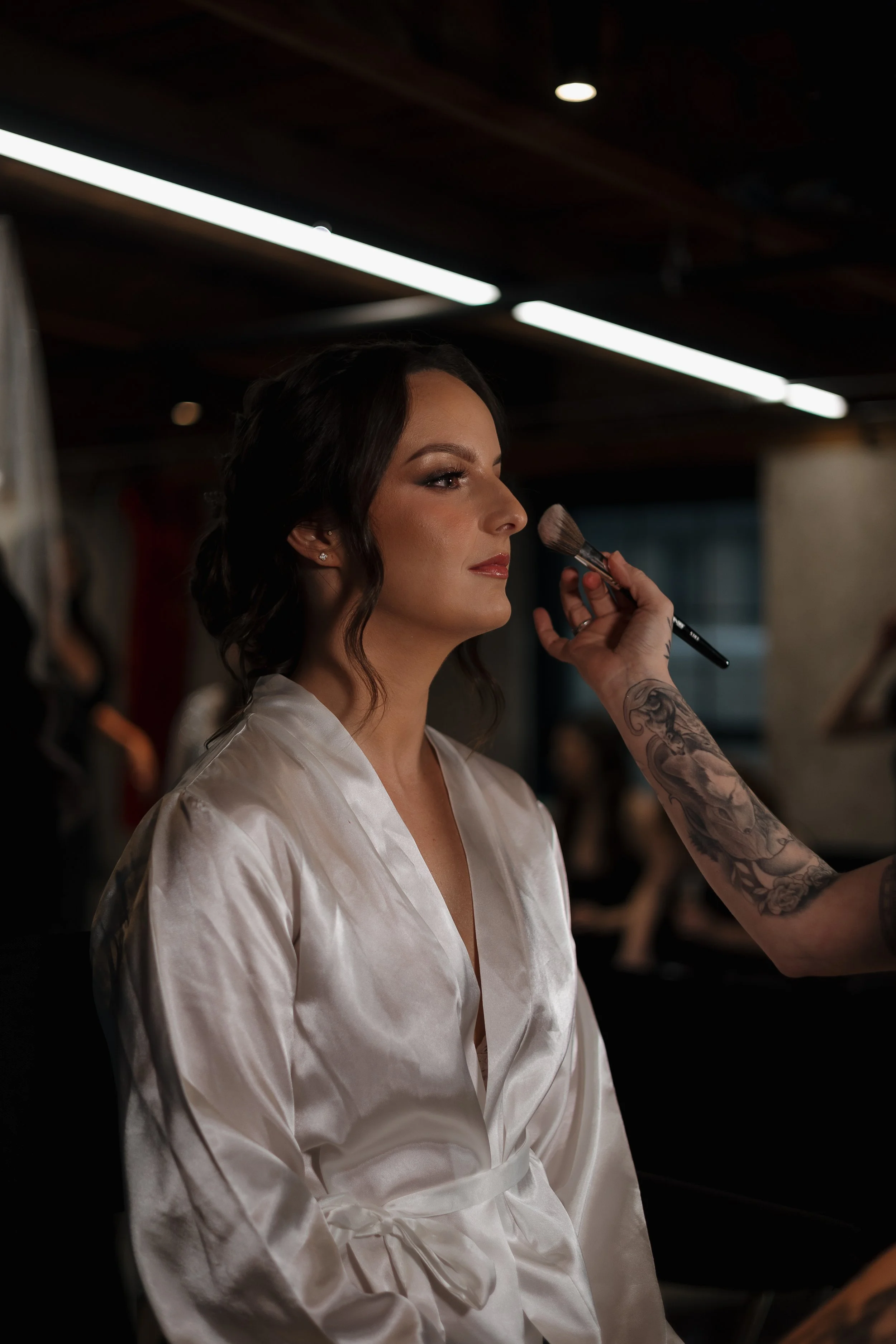 Bridal hair and makeup moments at Tapestry Hall Cambridge, photographed by James and Alyson Photography