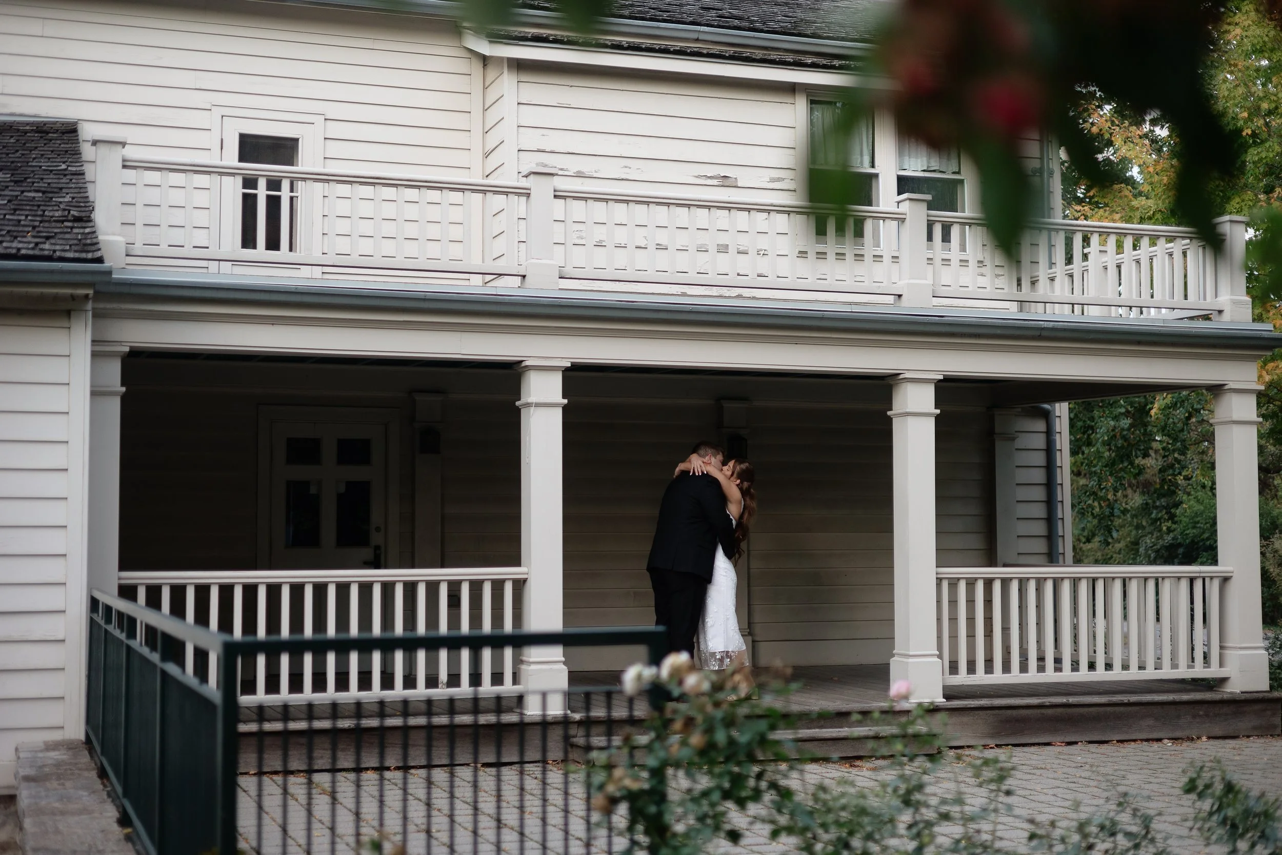 Couple kissing during Hamilton Ontario engagement session
