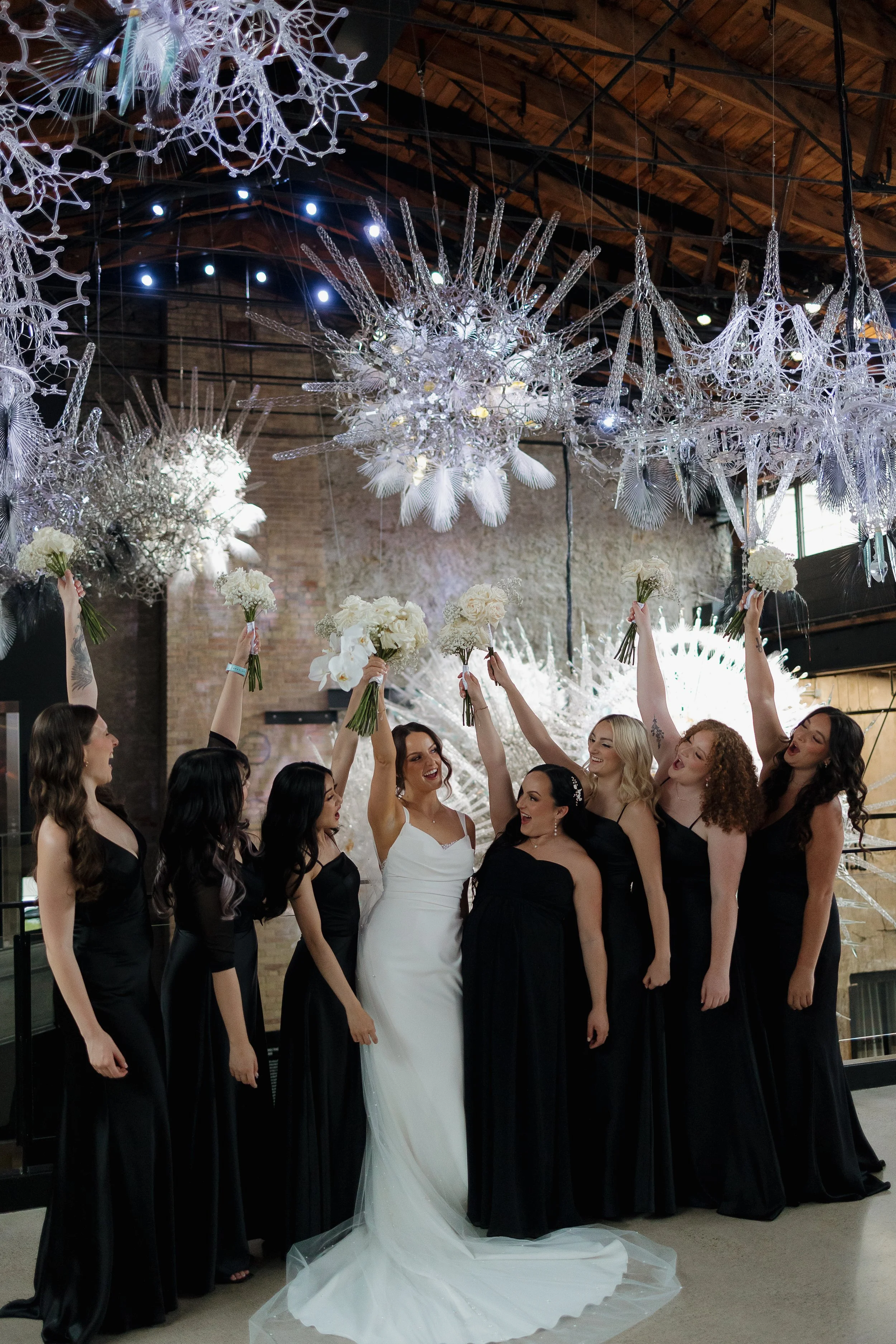 Bridal party portraits at Tapestry Hall, photographed by James and Alyson Photo
