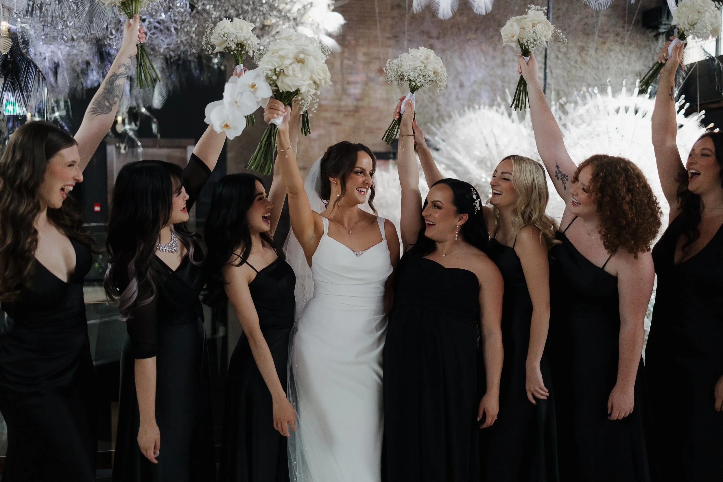 Bridal party portraits at Tapestry Hall, photographed by James and Alyson Photo