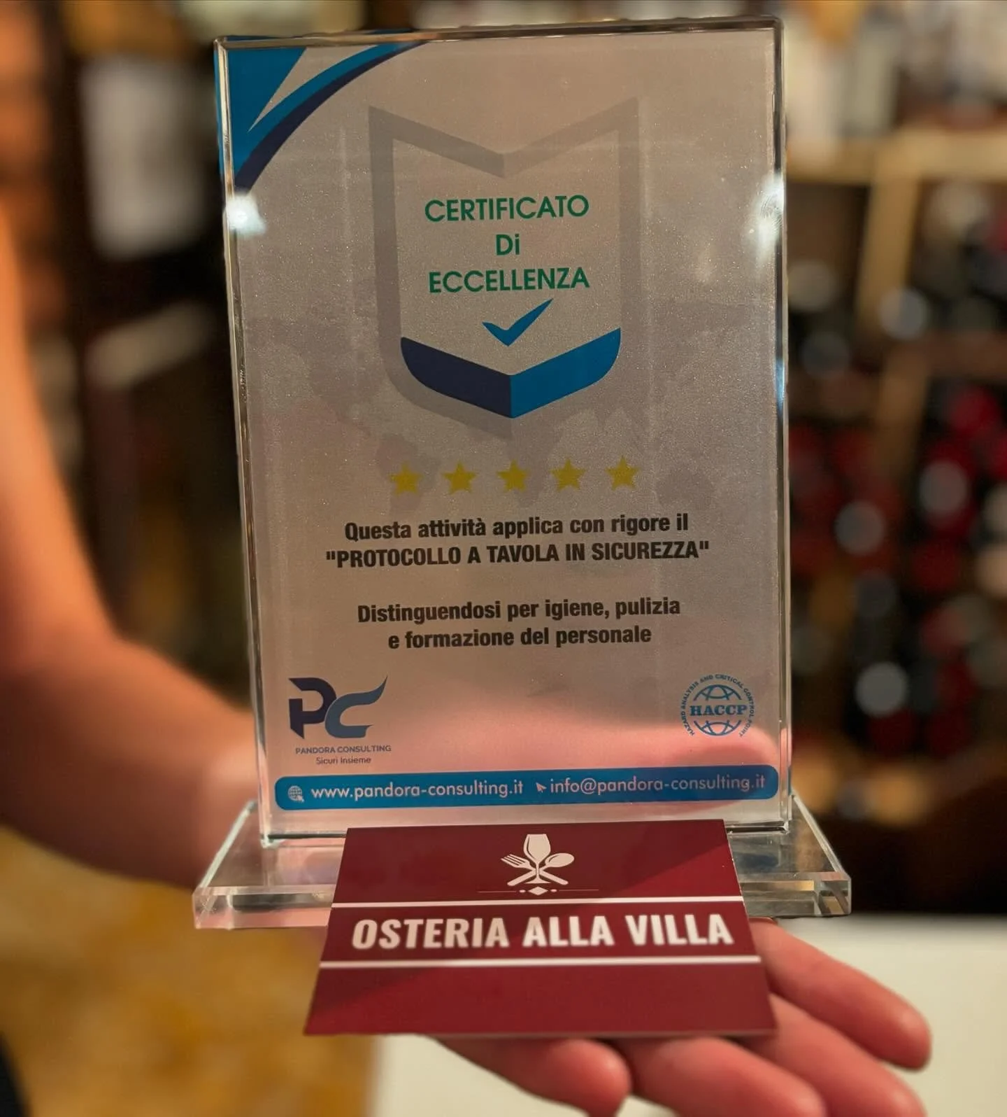 Ne siamo fieri. 
Il nostro impegno &egrave; massimo per la vostra sicurezza e il vostro benessere!
#osteriaallavilla #ristorante #madeinitaly #tuscany 
#certificazioni #eccellenzeitaliane🇮🇹