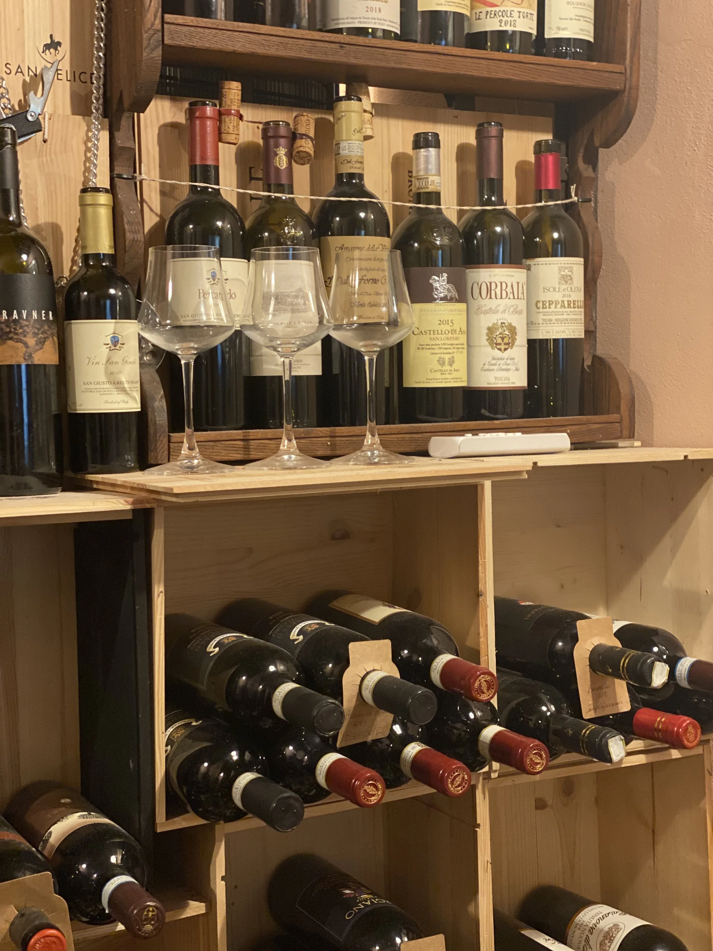 Enjoy a meal in the restaurant that is a wine cellar in tuscany italy, Osteria Alla Villa in Villa A Sesta, Castelnuovo Berardenga, Siena.