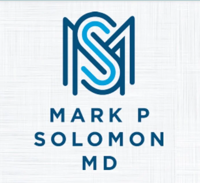 Logo with initials 'MSS' in stylized blue lines and the text 'Mark P Solomon MD' below.