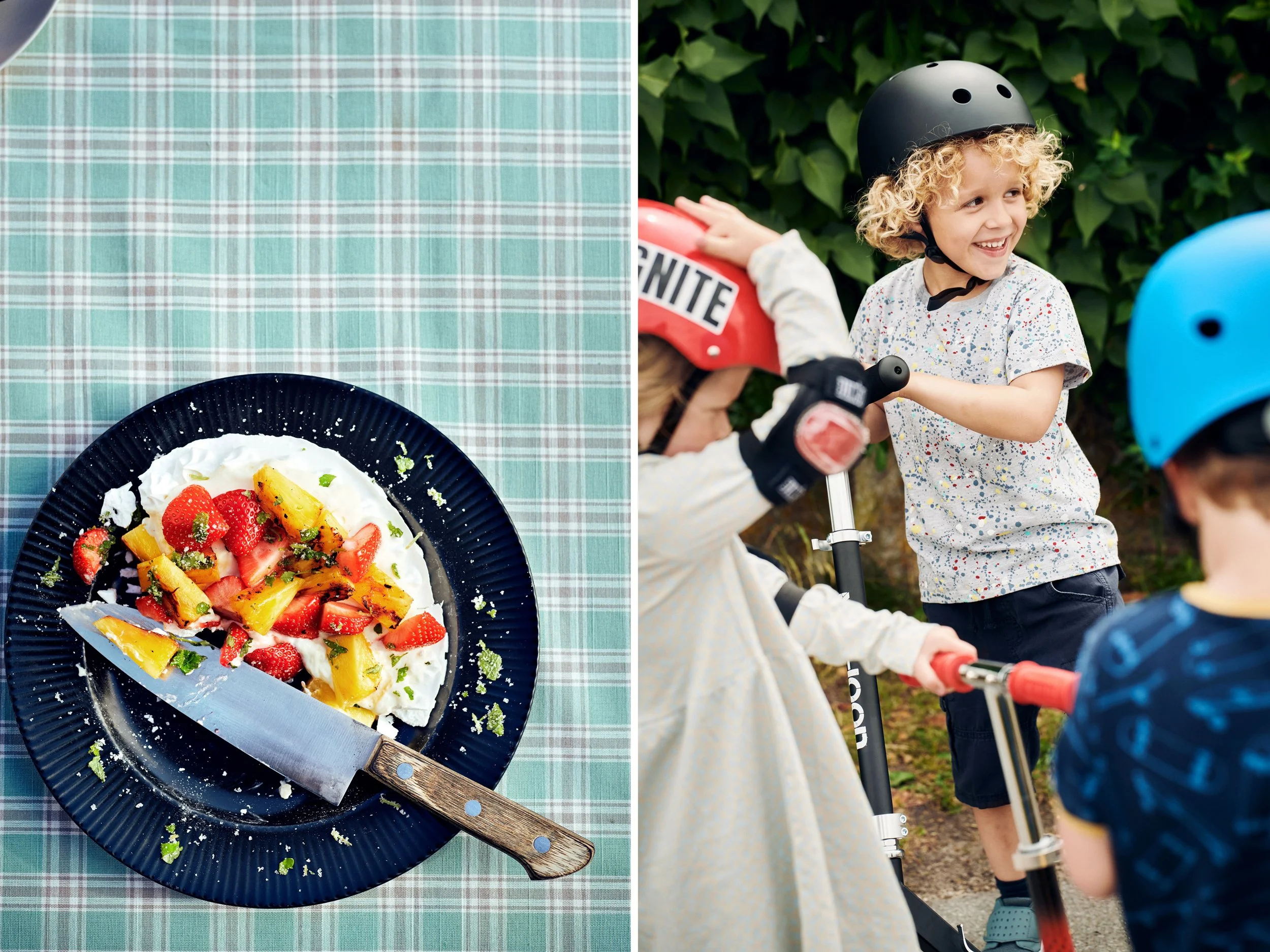 Everyday food and play outdoors, children and summer activity