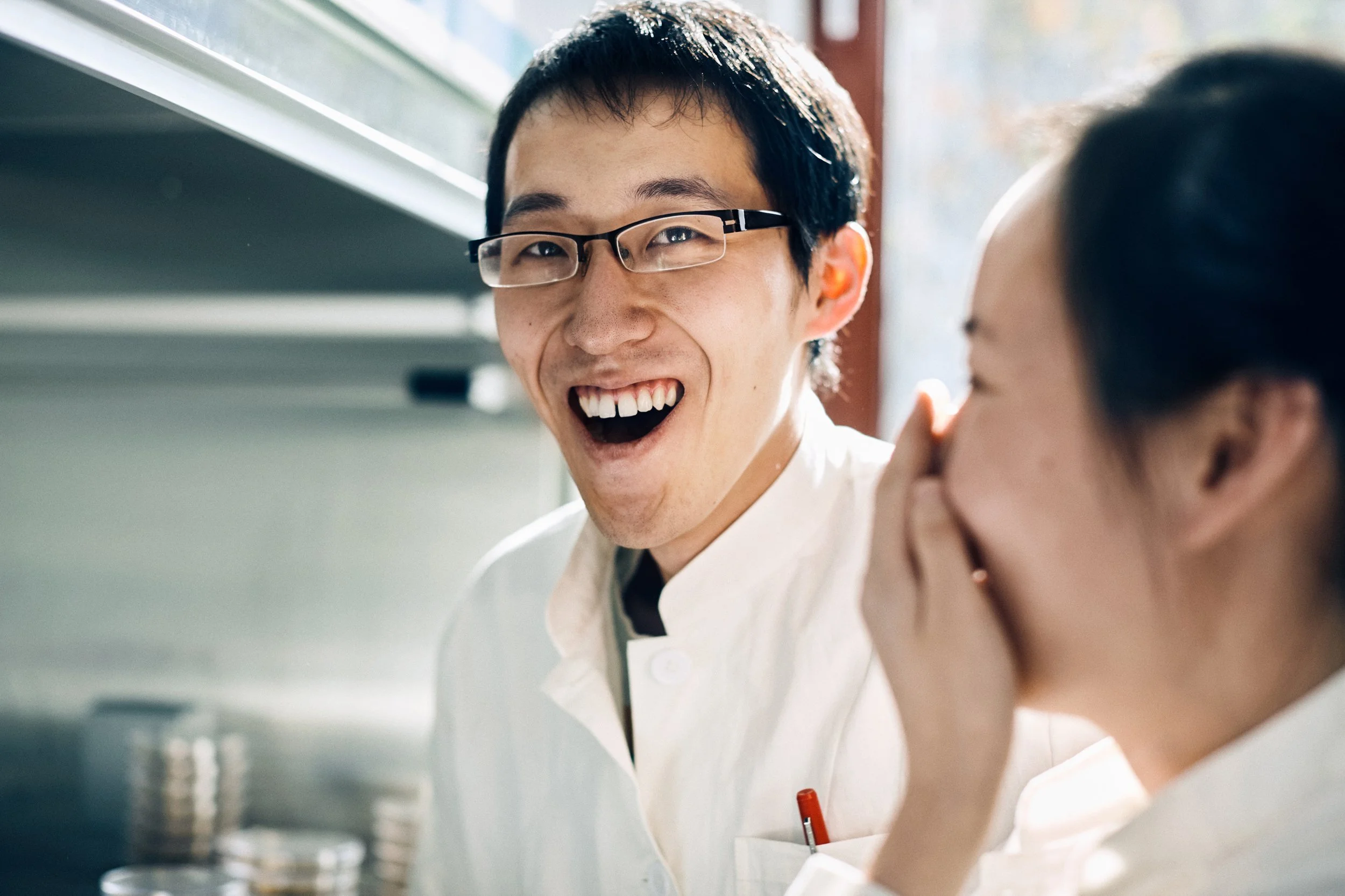 Scientists collaborating in laboratory, teamwork in research and development environment
