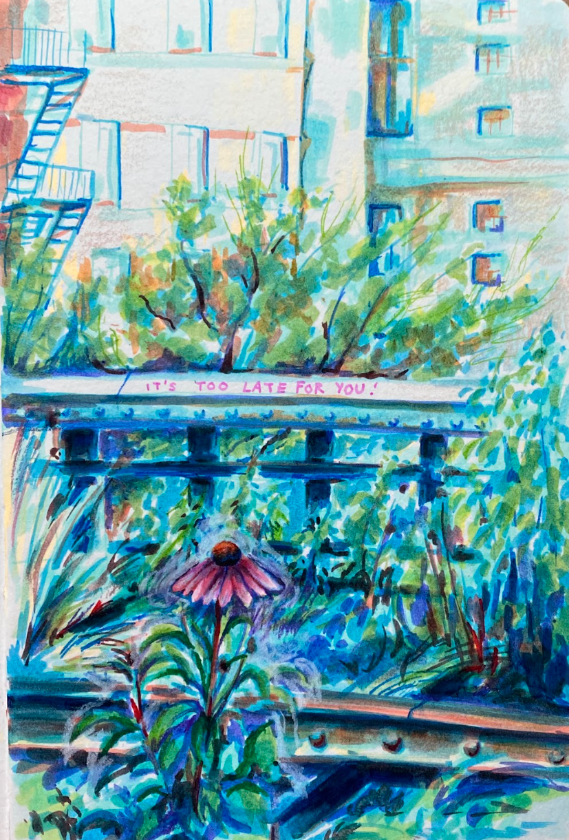 It's Too Late for You!
Water-based marker on mixed media paper
2025