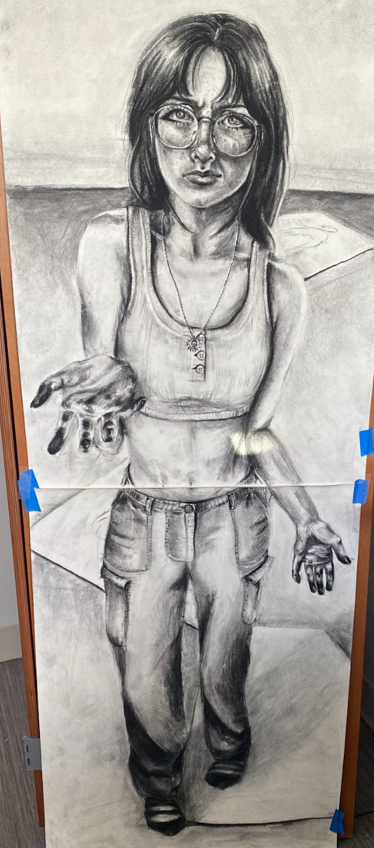 (Self, Afflicted by) Charcoal 
Charcoal on paper
2024