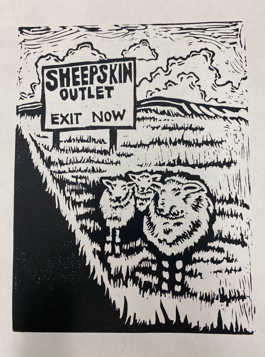 Warning
Linocut print 
2025