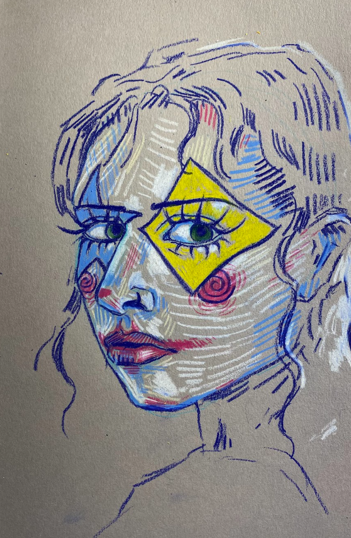 Untitled
Colored pencil on toned tan paper
2025
