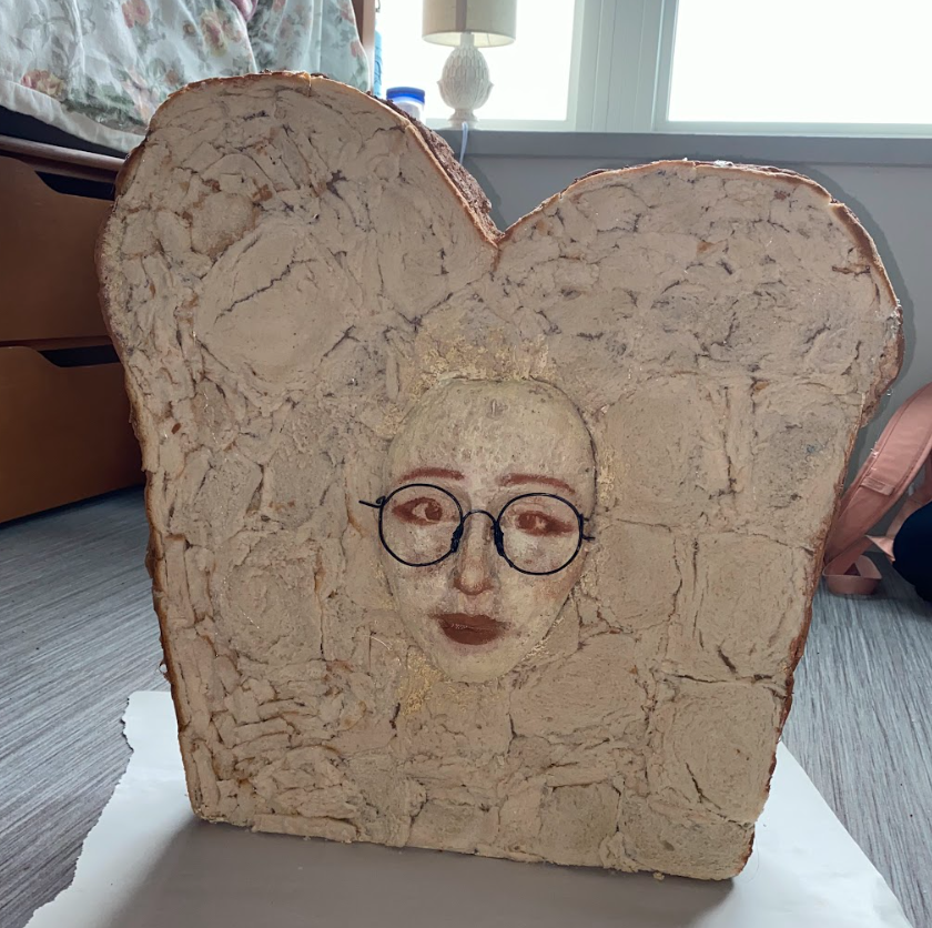 Self (Bread)
Cardboard, floral foam, acrylic paint, white bread, wire
2024 