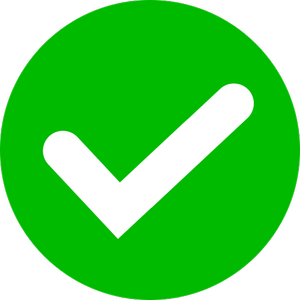 Green circle with a white check mark in the center