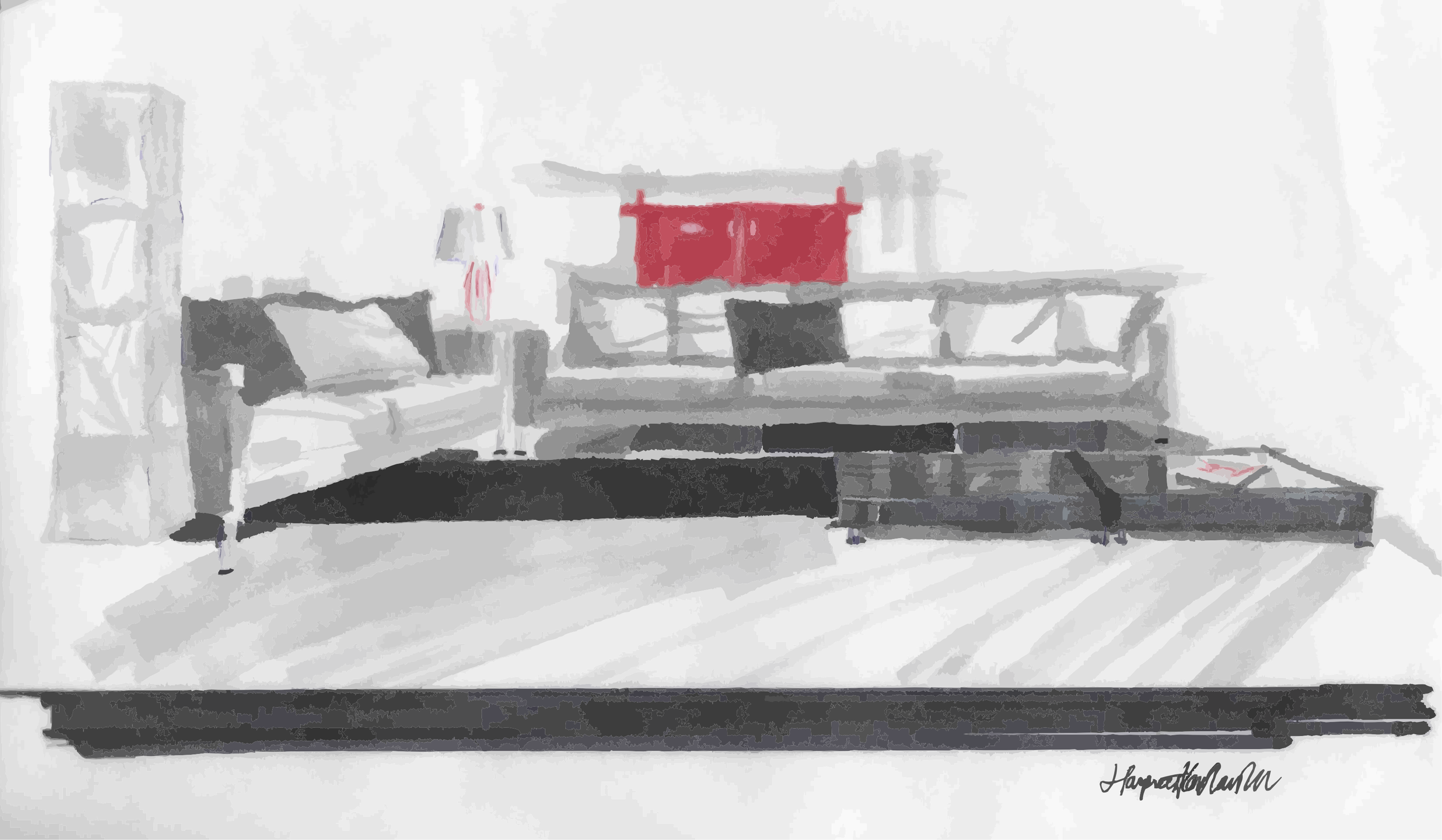 Minimalist Modern Living, solvent-based marker on paper