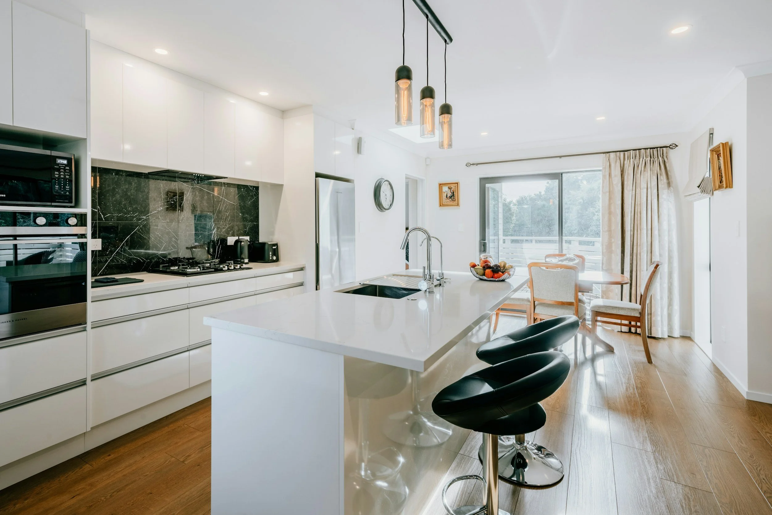 Bright, clean kitchen prepared for a Central Ohio rental turnover or Airbnb reset.