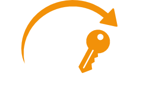Door with a key and circular arrows indicating unlocking or security