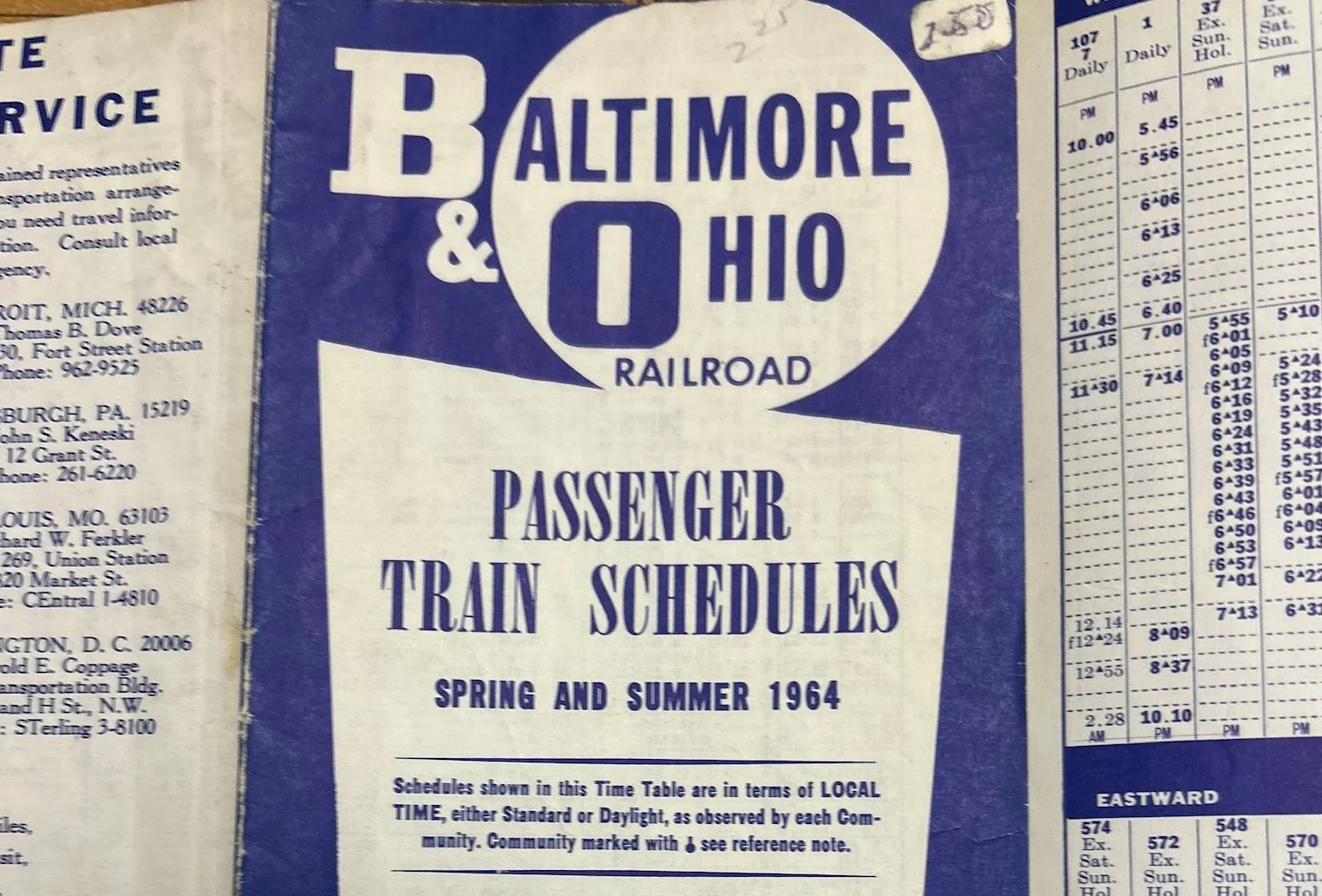 Passenger timetables can sometimes help us understand the levels of service formerly required on a rail property.