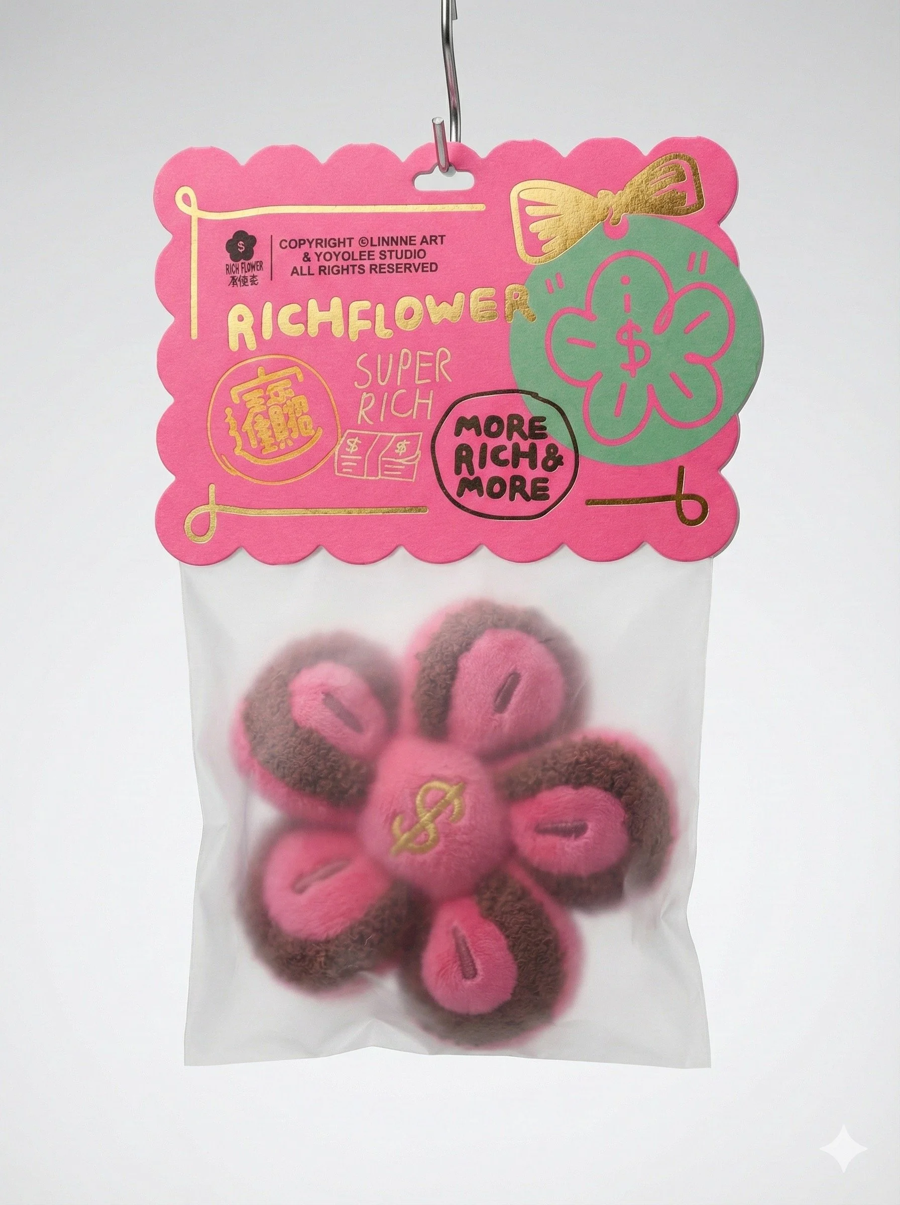 有錢花冠掛件｜玫紅款