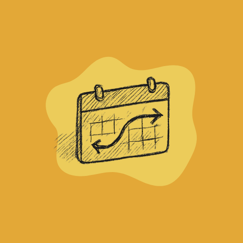 Icon, calendar with curved arrow